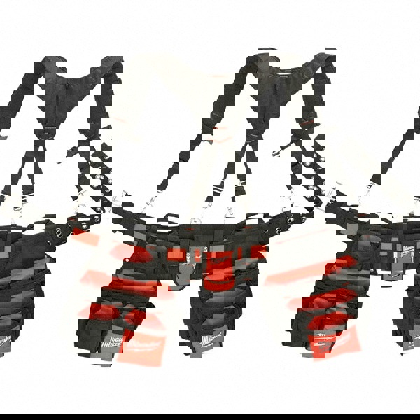 Tool Aprons & Tool Belts; Tool Type: Tool Rig ; Minimum Waist Size: 30 ; Maximum Waist Size: 53 ; Material: Nylon ; Number of Pockets: 24 ; Color: Black/Red